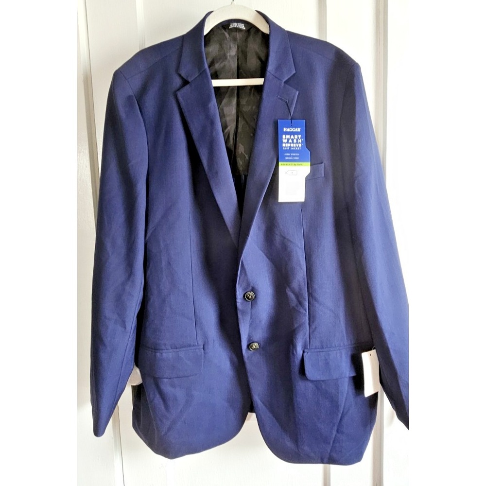 NWT Haggar Smart Wash Repreve suit jacket stretch classic fit men Sz 46‎ Long